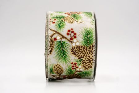 Khaki_Wstążka druciana Pinecone & Berry Evergreen_KF9803GC-2-2