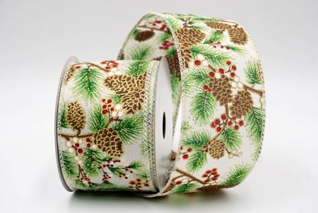 Khaki_Wstążka druciana Pinecone & Berry Evergreen_KF9803GC-2-2