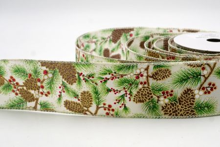Khaki_Wstążka druciana Pinecone & Berry Evergreen_KF9803GC-2-2