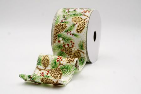 Khaki_Wstążka druciana Pinecone & Berry Evergreen_KF9803GC-2-2