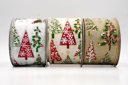 Mixed Pattern Christmas Tree Wired Ribbon - Mixed Pattern Christmas Tree Wired Ribbon