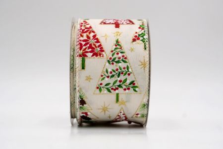 Cream_Mixed Pattern Christmas Tree Wired Ribbon_KF9804GC-2-2