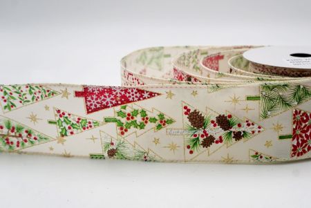 Cream_Mixed Pattern Christmas Tree Wired Ribbon_KF9804GC-2-2