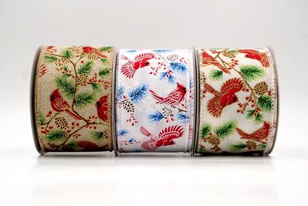 Cardinal, Berry and Pine Wired Ribbon - Cardinal, Berry and Pine Wired Ribbon