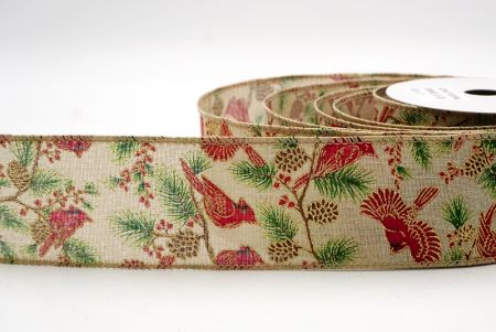 खाकी_कार्डिनल, बेरी और पाइन वायर्ड रिबन_KF9806GC-13-183