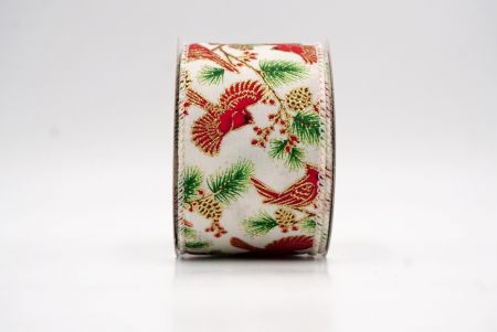 क्रीम_कार्डिनल, बेरी और पाइन वायर्ड रिबन_KF9807GC-2-2