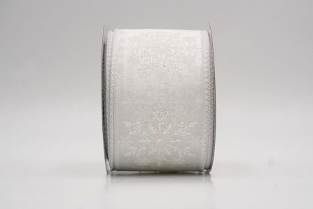 White/Sheer_Glitter Snowflake & Swirl Wired Ribbon_KF9808GC-1N-1