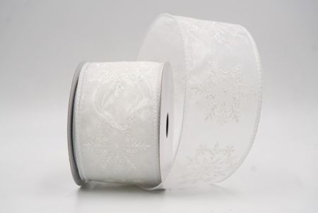 White/Sheer_Glitter Snowflake & Swirl Wired Ribbon_KF9808GC-1N-1
