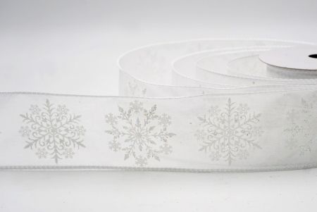 White/Sheer_Glitter Snowflake & Swirl Wired Ribbon_KF9808GC-1N-1