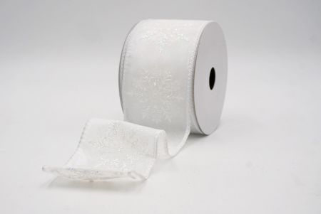 White/Sheer_Glitter Snowflake & Swirl Wired Ribbon_KF9808GC-1N-1