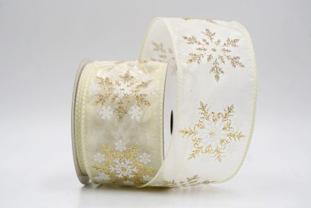 Cream Sheer_Glitter Snowflake & Swirl Wired Ribbon_KF9809GC-2-2