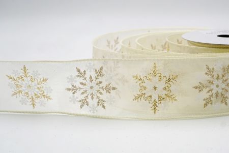 Cream Sheer_Glitter Snowflake & Swirl Wired Ribbon_KF9809GC-2-2