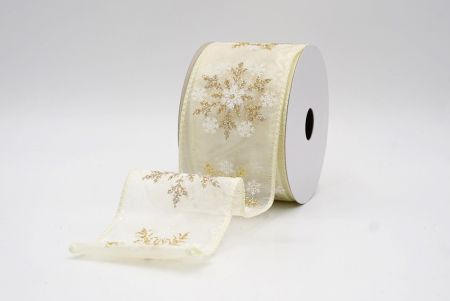 Cream Sheer_Glitter Snowflake & Swirl Wired Ribbon_KF9809GC-2-2