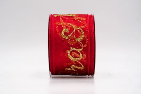 Red/Gold_Merry Christmas Greeting Wired Ribbon_KF9811GC-7G-7