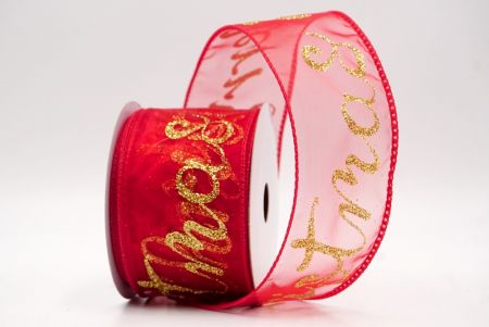 Red/Gold_Merry Christmas Greeting Wired Ribbon_KF9811GC-7G-7