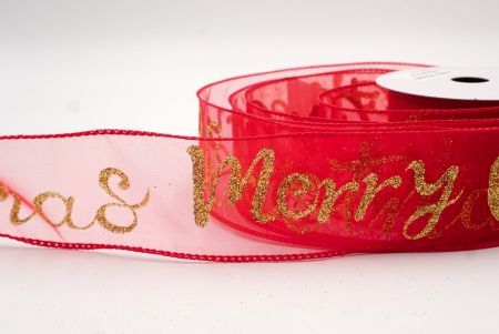 Red/Gold_Merry Christmas Greeting Wired Ribbon_KF9811GC-7G-7