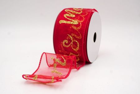 Red/Gold_Merry Christmas Greeting Wired Ribbon_KF9811GC-7G-7