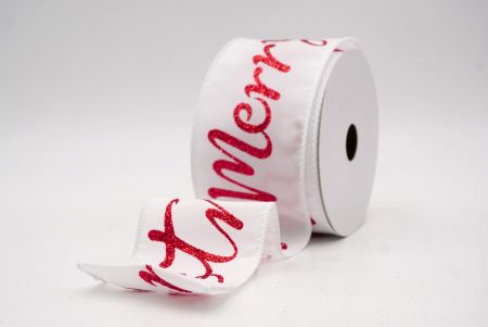 White/Red_Merry Christmas Greeting Wired Ribbon_KF9812GC-1R-1