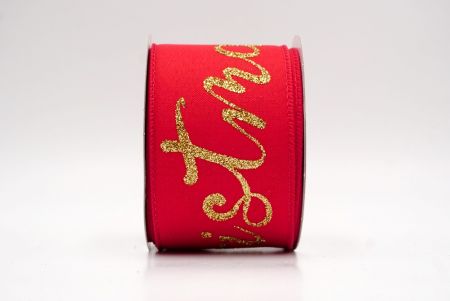 Red/Gold_Merry Christmas Greeting Wired Ribbon_KF9812GC-7G-7