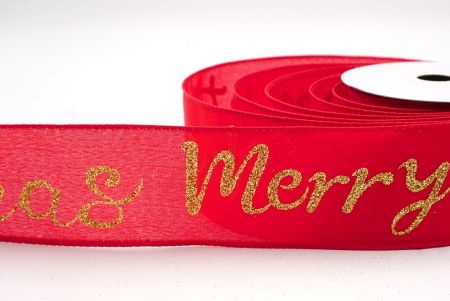 Red/Gold_Merry Christmas Greeting Wired Ribbon_KF9812GC-7G-7