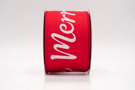 Red/White_Merry Christmas Greeting Wired Ribbon_KF9813GC-7N-7