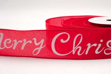 Red/White_Merry Christmas Greeting Wired Ribbon_KF9813GC-7N-7
