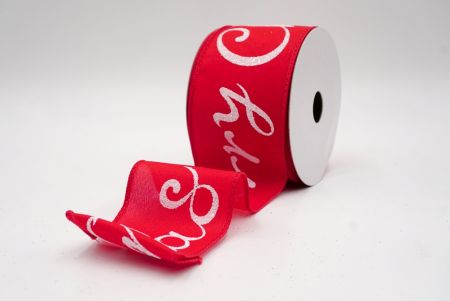 Red/White_Merry Christmas Greeting Wired Ribbon_KF9813GC-7N-7