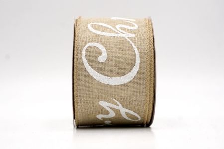 Khaki/White_Merry Christmas Greeting Wired Ribbon_KF9814GC-13-183