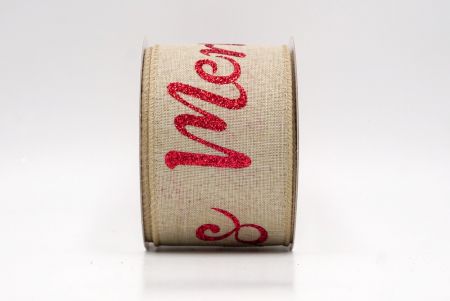 Khaki/Red_Merry Christmas Greeting Wired Ribbon_KF9815GC-13-183