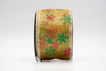 Gold Sheer_Glitter Snowflake & Swirl Wired Ribbon_KF9817GC-2-2