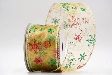 Gold Sheer_Glitter Snowflake & Swirl Wired Ribbon_KF9817GC-2-2
