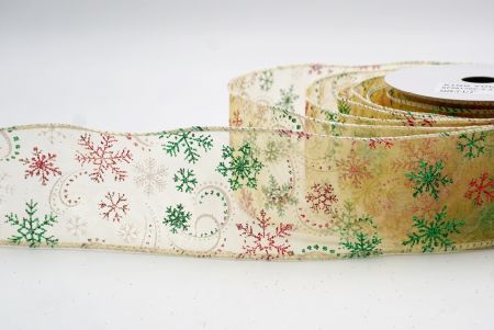 Gold Sheer_Glitter Snowflake & Swirl Wired Ribbon_KF9817GC-2-2