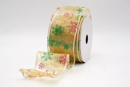 Gold Sheer_Glitter Snowflake & Swirl Wired Ribbon_KF9817GC-2-2