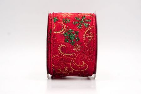 Red Sheer_Glitter Snowflake & Swirl Wired Ribbon_KF9817GC-7-7