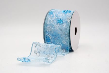 Powder Blue Sheer_Glitter Snowflake & Swirl Wired Ribbon_KF9818GC-12-12