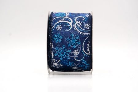 Navy Blue Sheer_Glitter Snowflake & Swirl Wired Ribbon_KF9818GC-4-4