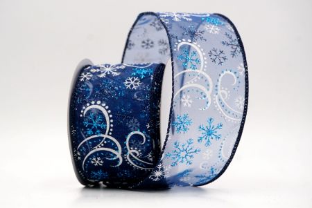 Navy Blue Sheer_Glitter Snowflake & Swirl Wired Ribbon_KF9818GC-4-4