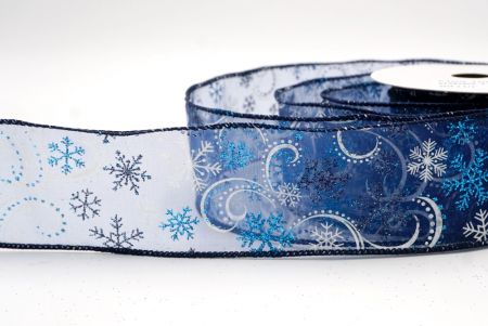 Navy Blue Sheer_Glitter Snowflake & Swirl Wired Ribbon_KF9818GC-4-4