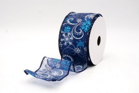 Navy Blue Sheer_Glitter Snowflake & Swirl Wired Ribbon_KF9818GC-4-4