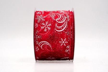 Red Sheer_Glitter Snowflake & Swirl Wired Ribbon_KF9818GC-7-7