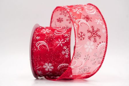 Red Sheer_Glitter Snowflake & Swirl Wired Ribbon_KF9818GC-7-7