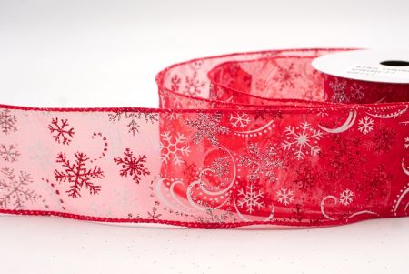 Red Sheer_Glitter Snowflake & Swirl Wired Ribbon_KF9818GC-7-7