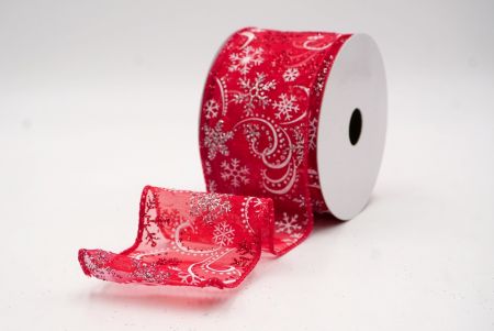 Red Sheer_Glitter Snowflake & Swirl Wired Ribbon_KF9818GC-7-7