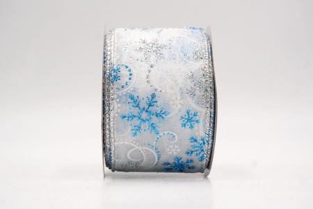 White Sheer_Glitter Snowflake & Swirl Wired Ribbon_KF9819G-1