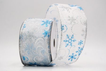 White Sheer_Glitter Snowflake & Swirl Wired Ribbon_KF9819G-1