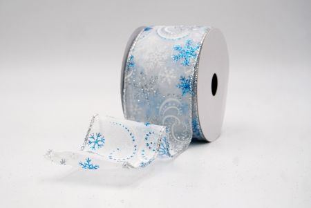 White Sheer_Glitter Snowflake & Swirl Wired Ribbon_KF9819G-1