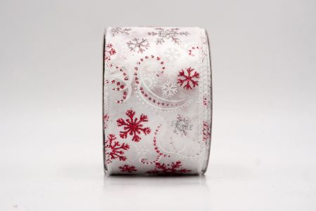 White/Red_Glitter Snowflake & Swirl Wired Ribbon_KF9820GC-1R-1