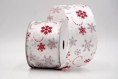 White/Red_Glitter Snowflake & Swirl Wired Ribbon_KF9820GC-1R-1