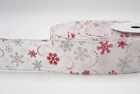 White/Red_Glitter Snowflake & Swirl Wired Ribbon_KF9820GC-1R-1