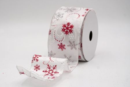 White/Red_Glitter Snowflake & Swirl Wired Ribbon_KF9820GC-1R-1